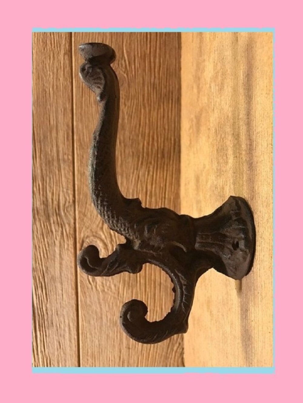 One (1) Cast Iron Chinese Dragon 8" Wall Hook Dolphin Wall Hooks 0170-01204 R